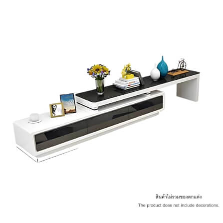 [Pre-order] ชั้นวางทีวี ท็อปกระจกสีดำ Proma-TVS-08-02 สีดำ/ขาว_0
